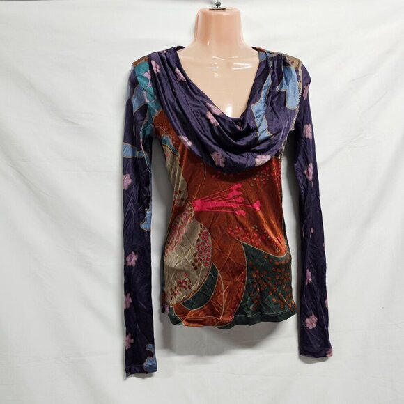 Pollini Made in Italy Cowl Neck Top Blouse Shirt Women Size 8 Long Sleeve - Picture 12 of 15